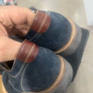 Men's Blue and Brown Leather Shoes